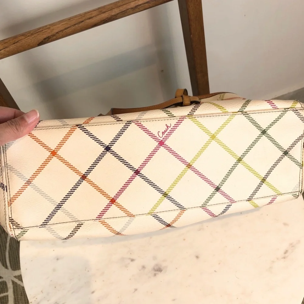 Coach Tatersall cream plaid handbag crossbody bag - Picture 12 of 12